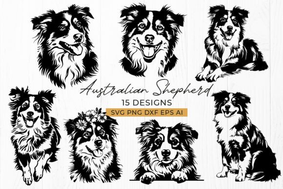 Australian Shepherd SVG Bundle - 15 Dogs