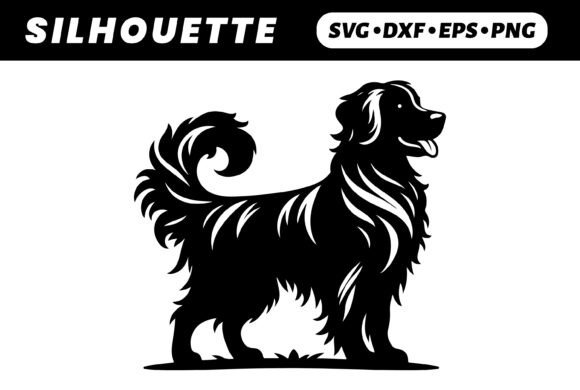 Black Dog Silhouette Grass Background