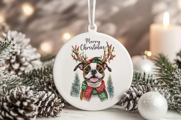 Boxer Dog Christmas Ornament PNG