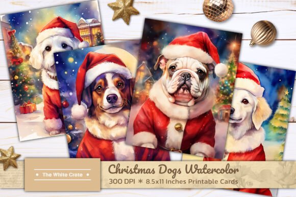 Christmas Dog Santa Printable Cards