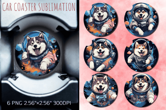 Cute Astronaut Alaskan Malamute Dog Car