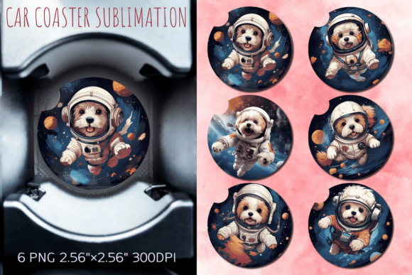 Cute Astronaut Poodle Dog Car Coaster De