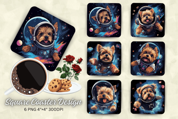 Cute Astronaut Yorkshire Terrier Dog Squ