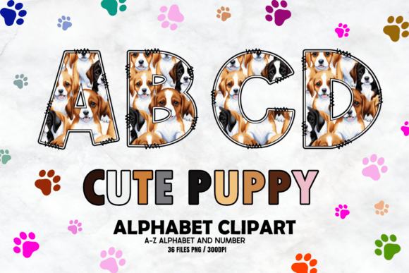 Cute Puppy Dog Doodle Alphabets PNG