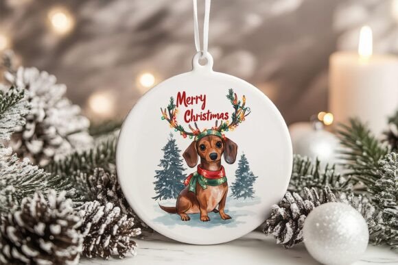 Dachshund Dog Christmas Ornament PNG