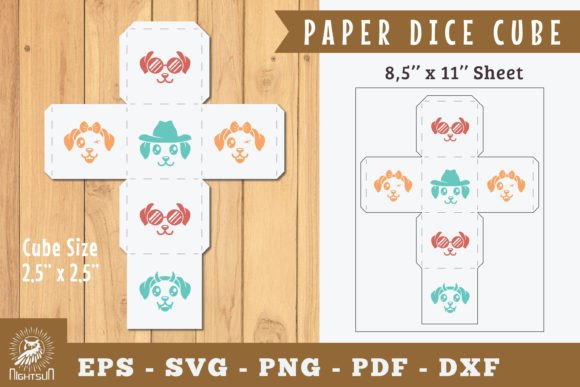 Dog Paper Dice Cube Printable Cut SVG