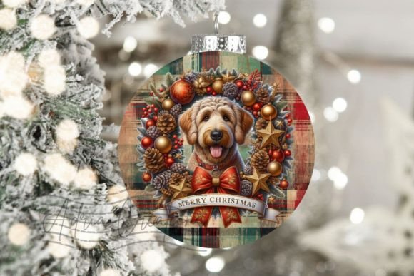 Doodle Dog Christmas Ornament Design Png