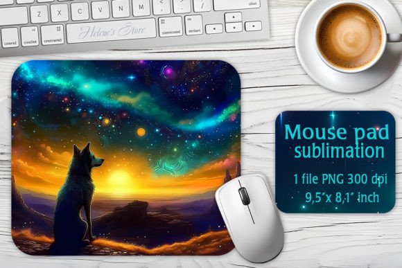 Fantasy Cosmic Dog Mouse Pad Sublimation