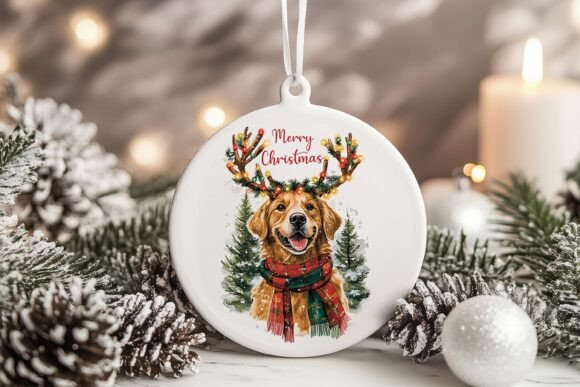 Golden Retriever Dog Xmas Ornament PNG