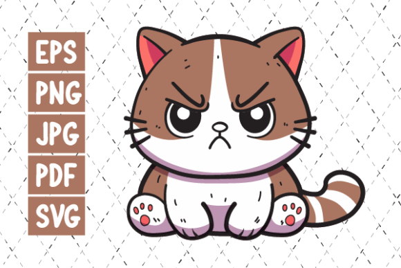Kawaii Grumpy Cat Cartoon SVG