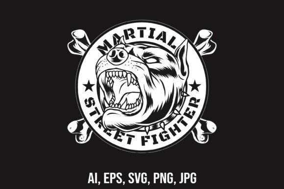 Martial Art Logo with Pitbull Head