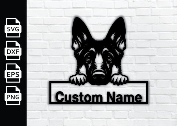 Peeking Dog Metal Name Sign