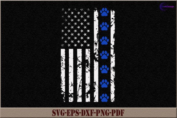 Thin Blue Line K9 Dog Paw USA Flag Shirt