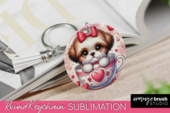 Valentine Dog Sublimation Keychain PNG