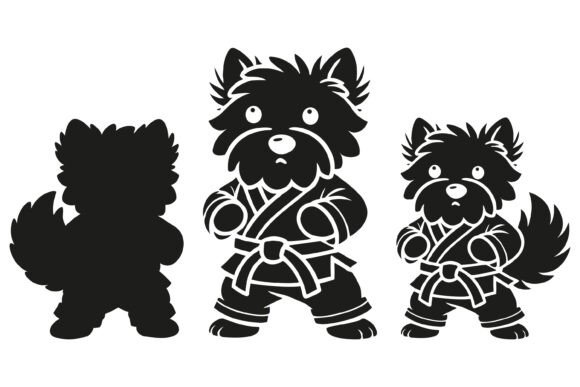 Westie Dog Silhouette in Karate Style